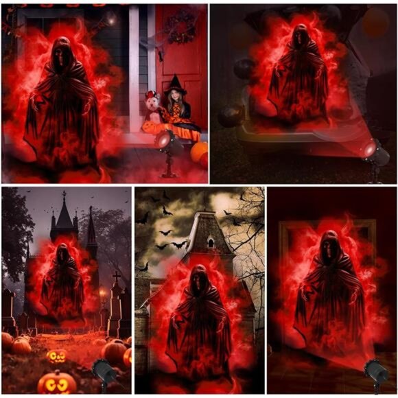 Halloween Projector Lights Outdoor Indoor Dynamic Ghost Skull Lights Decoration